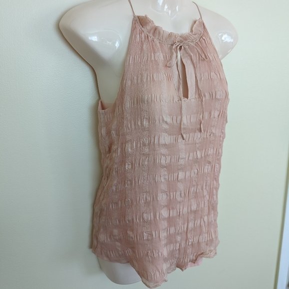 ANTHROPOLOGIE HD in Paris silk Shadow pane halter neck top 2 xs small - Picture 6 of 16